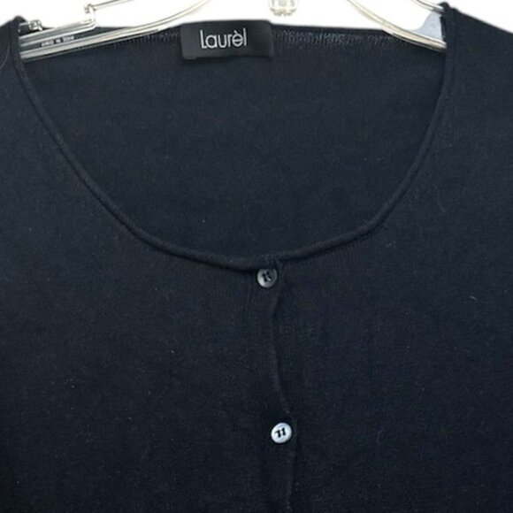 Laurel Silk Cashmere Cardigan Sweater Knit Round Neck Minimalist Top Button Up M - Picture 7 of 12